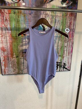 Zara Lavender High Neck Sleeveless Bodysuit Medium
